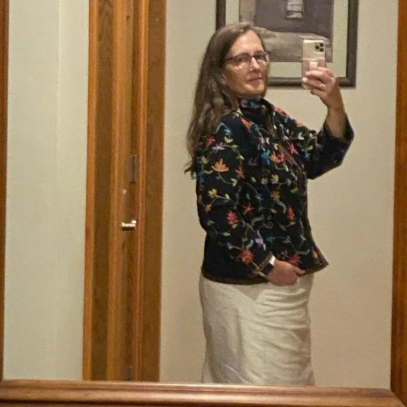 Vintage BFA Club Scene Embroidered Floral Jacket Black Boho Folk Art 90s Style - Picture 7 of 10